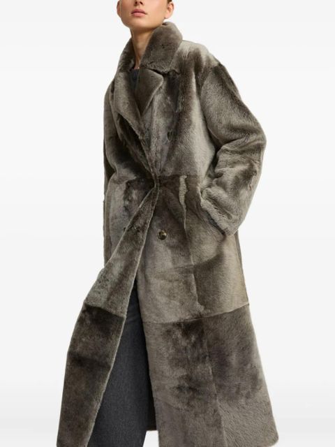 Yves Salomon double-breasted patchwork coat - Grey
