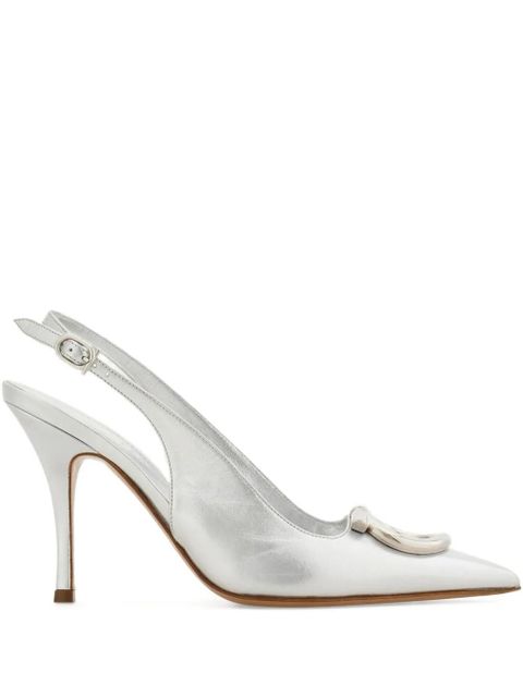 Ferragamo 90mm Gancini slingback pumps - Silver - zdjęcie produktu nr 1