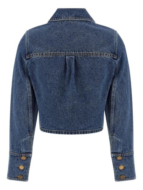 Balmain buttoned cropped denim jacket - Blue - zdjęcie produktu nr 2