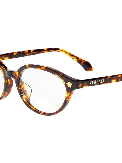 Versace Eyewear tortoiseshell-effect geometric-frame glasses - Brown