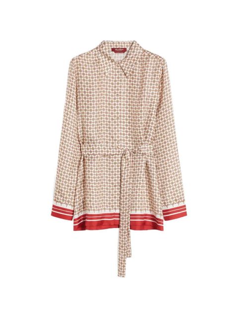 Max Mara geometric-print belt-detail silk shirt - Neutrals - zdjęcie produktu nr 1