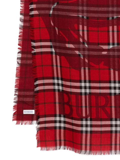 Burberry plaid fringed scarf - Red