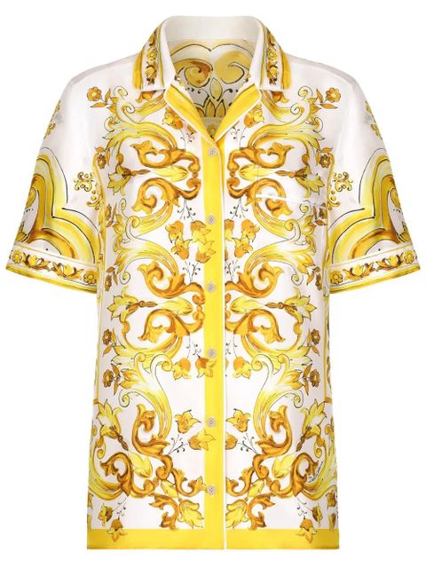 Dolce & Gabbana Majolica-print silk shirt - Yellow - zdjęcie produktu nr 1