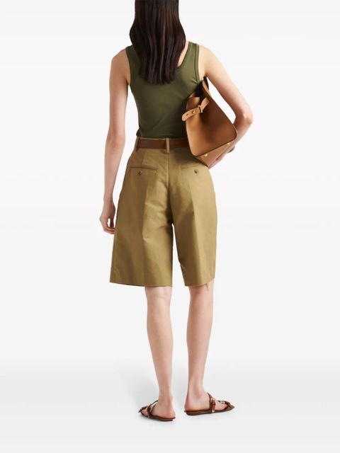 Prada triangle-logo ribbed-knit tank top - Green