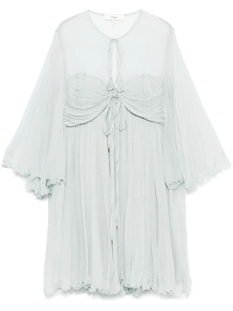 Chloé pleated silk mini dress - Green - zdjęcie produktu nr 1