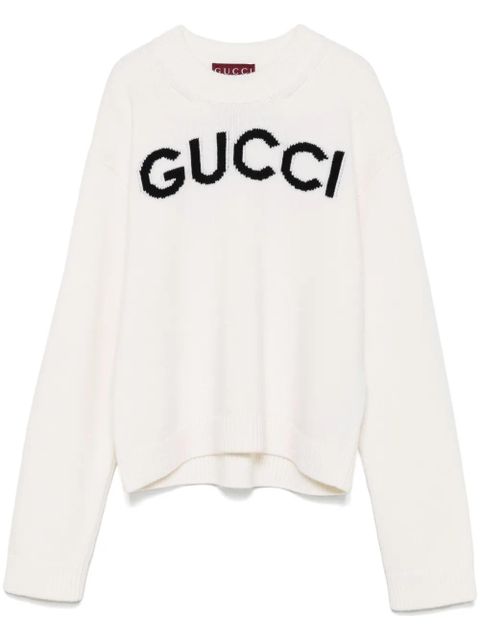 Gucci intarsia-logo wool sweater - White