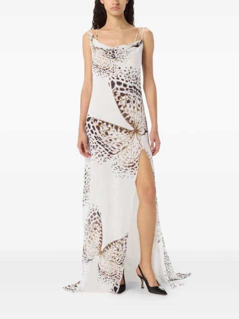 Blumarine butterfly-print asymmetric dress - White - zdjęcie produktu nr 2