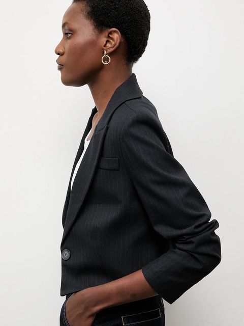 Answear.LAB marynarka kolor granatowy jednorzędowa