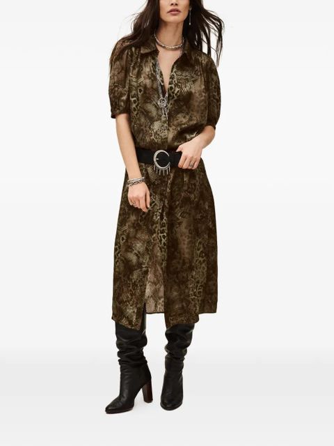 Ba&Sh Corma puff-sleeve midi dress - Brown - zdjęcie produktu nr 2