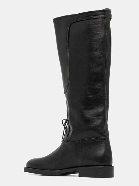 Weekend Max Mara kozaki skórzane Visby damskie kolor czarny na płaskim obcasie 2525796015600 - zdjęcie produktu nr 2