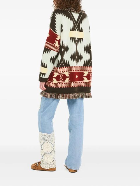 Alanui Icon jacquard fringed cardigan - Blue