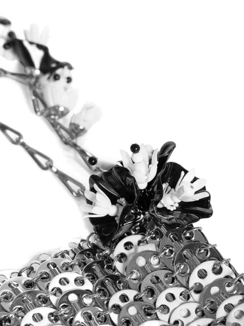 Rabanne mini flower-embellished shoulder bag - Silver