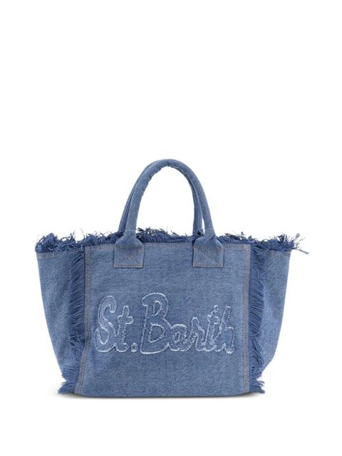 MC2 Saint Barth Vanity fringed logo denim tote bag - Blue - zdjęcie produktu nr 2