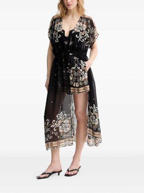 TWINSET floral-print drawstring kaftan - Black - zdjęcie produktu nr 2