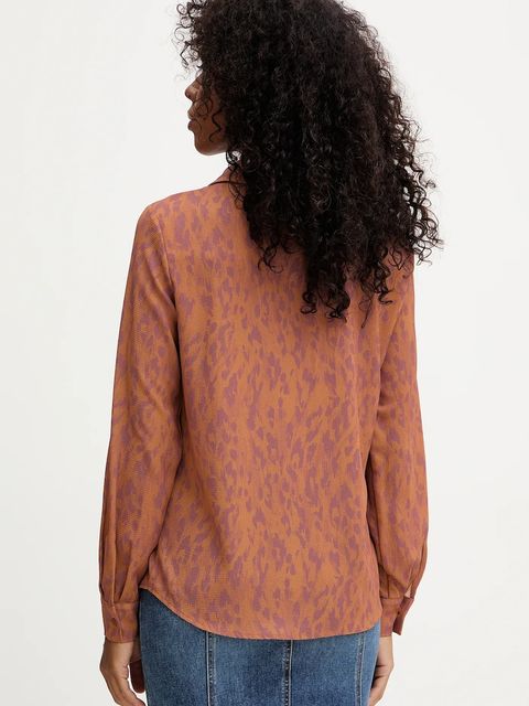 Silvian Heach koszula RAPANE damska kolor brązowy regular z kołnierzykiem klasycznym GPA25413CA