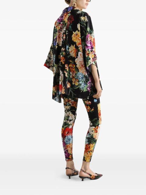 Dolce & Gabbana flower Bouquet-print charmeuse pants - Black