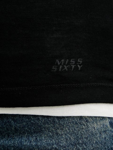 Miss Sixty t-shirt z dodatkiem wełny 2-pack damski kolor czarny 6S3SJ35400