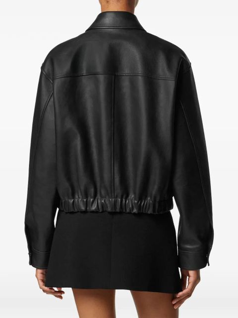 Versace zip leather jacket - Black