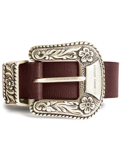Golden Goose engraved logo leather belt - Red - zdjęcie produktu nr 1