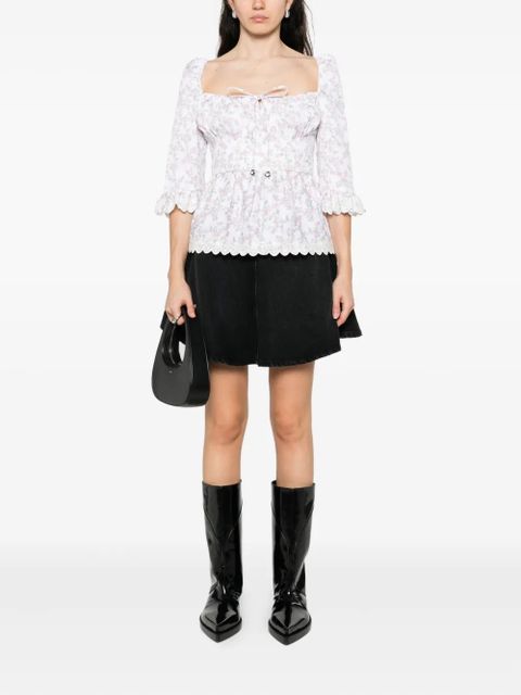 Coperni floral-print ruffled top - White