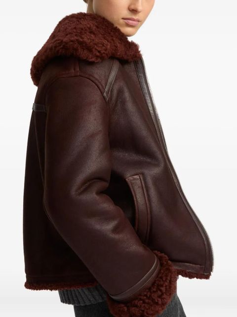 Yves Salomon shearling-collared zip-front jacket - Brown