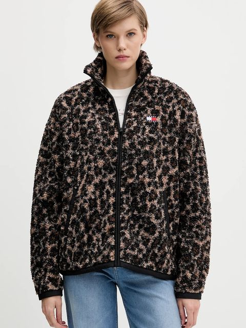 Tommy Jeans bluza polarowa damska kolor brązowy gładka DW0DW21596 - zdjęcie produktu nr 1