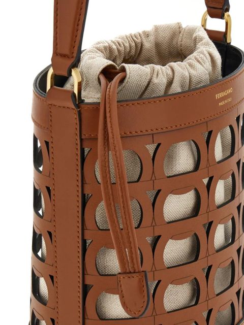Ferragamo cut-out leather bucket bag - Brown