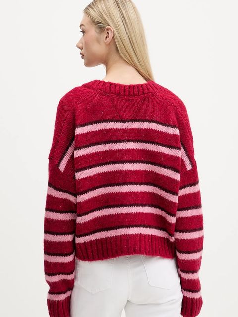 Tommy Jeans kardigan z domieszką wełny damski kolor różowy DW0DW21678 - zdjęcie produktu nr 2