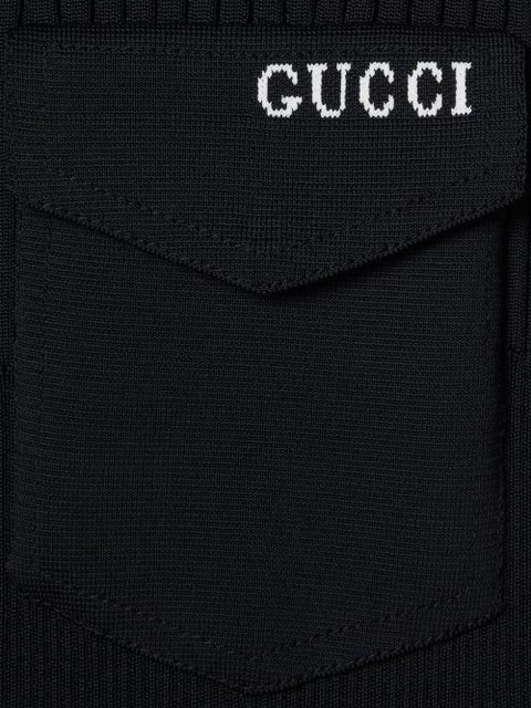 Gucci ribbed intarsia pocket midi dress - Black - zdjęcie produktu nr 2