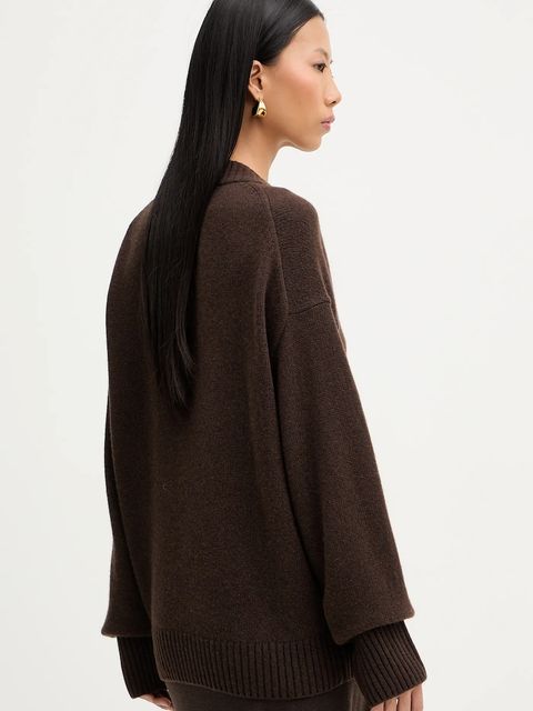 Marc O'Polo sweter z dodatkiem wełny damski kolor brązowy 510609060235