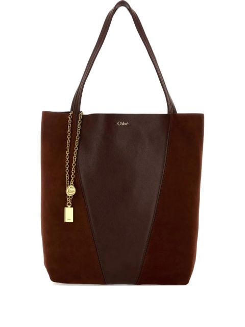 Chloé Spin leather suede tote bag - Brown - zdjęcie produktu nr 1