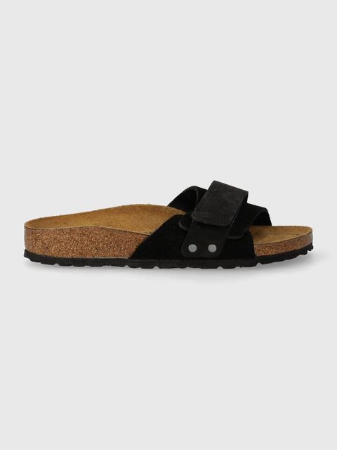 Birkenstock klapki skórzane Oita damskie kolor czarny 1024200