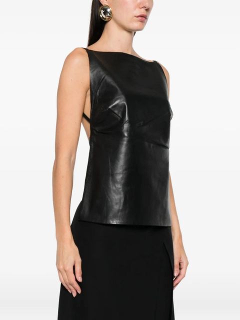 St. Agni square-neck leather top - Black - zdjęcie produktu nr 2