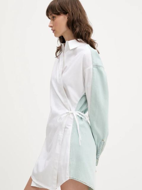 Diesel sukienka bawełniana D-ELPHI-DEN DRESS kolor biały mini rozkloszowana A17387.0CBCP