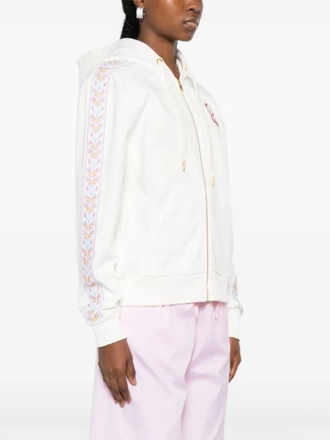 Casablanca logo-embroidered hooded jacket - White