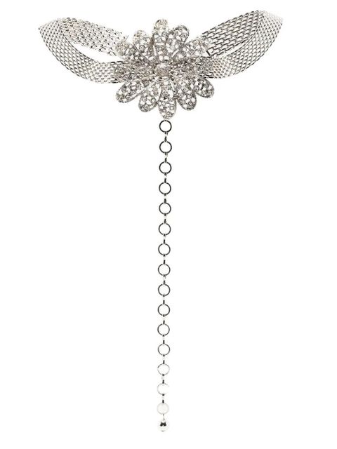 Alessandra Rich Daisy crystal-embellished necklace - Silver - zdjęcie produktu nr 1