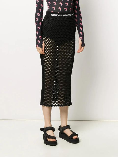 Off-White logo waistband fishnet skirt - Black - zdjęcie produktu nr 2