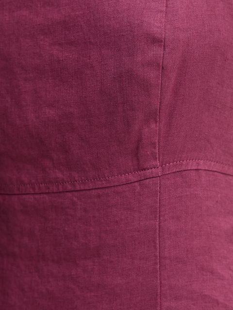 United Colors of Benetton sukienka lniana kolor bordowy midi rozkloszowana 4AGHDV0AG