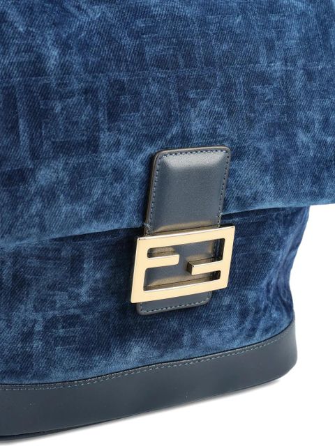 FENDI logo-plaque backpack - Blue