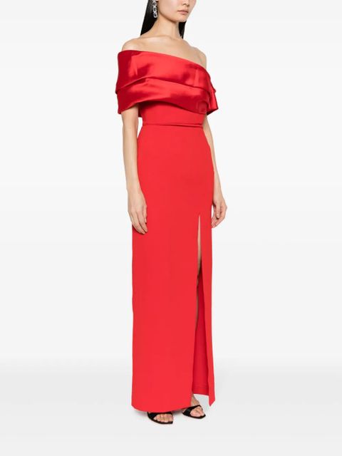 Solace London Alexis off-shoulder gown - Red