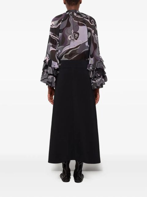 PUCCI slit internal-print midi skirt - Black - zdjęcie produktu nr 2