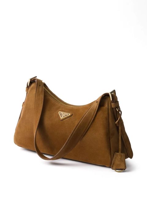 Prada medium Aimée suede shoulder bag - Brown