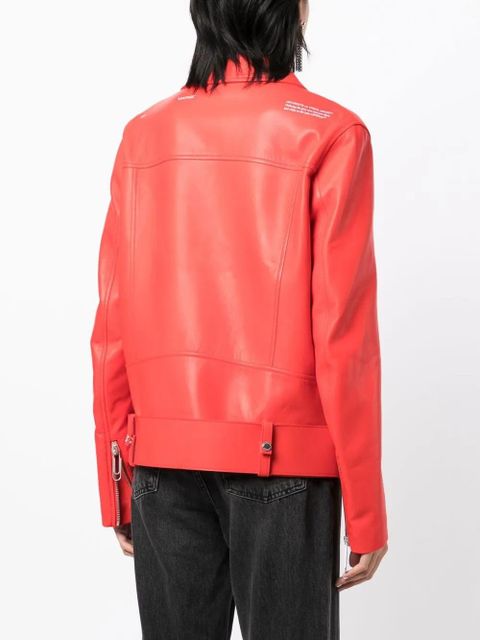 Off-White leather biker jacket - Red