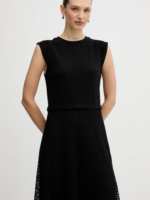 Dkny sukienka kolor czarny maxi rozkloszowana P5KD8DQY