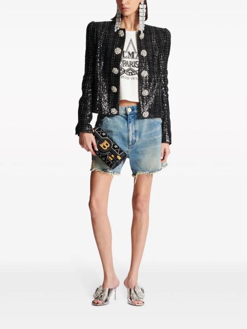 Balmain sequin-embellished tweed jacket - Black