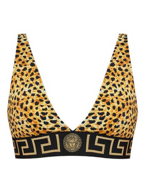 Versace Greek-key leopard-print bikini top - Brown - zdjęcie produktu nr 1