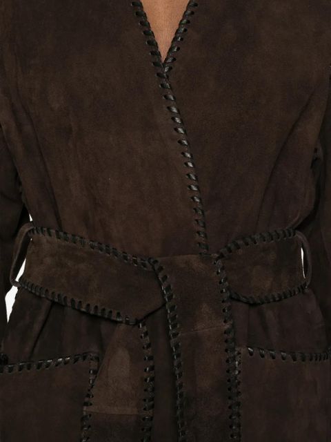 Nour Hammour Anika suede tie-waist jacket - Brown