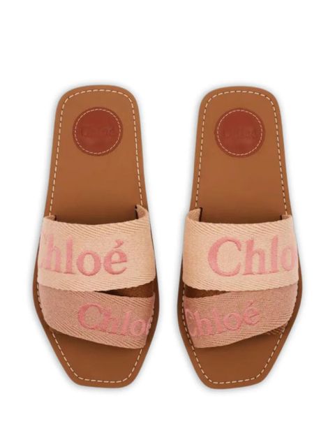 Chloé Woody logo-detail flat sandals - Neutrals
