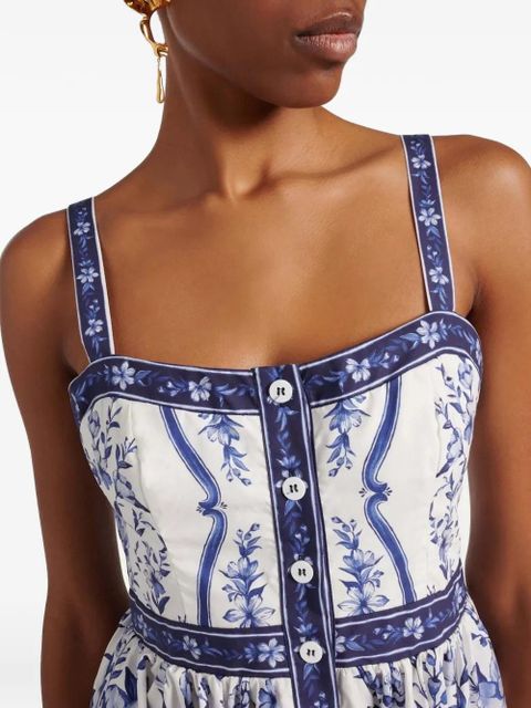 FARM Rio Porcelain Garden button-up mini dress - White