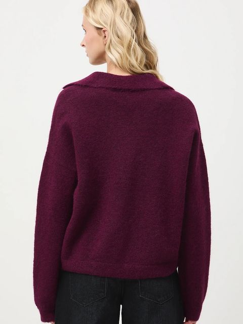 Medicine sweter z wełną alpaki kolor bordowy